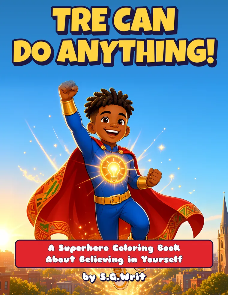 Front cover of Tre Can Do Anything! A Superhero Coloring Book About Believing in Yourself, by S.G.Writ.